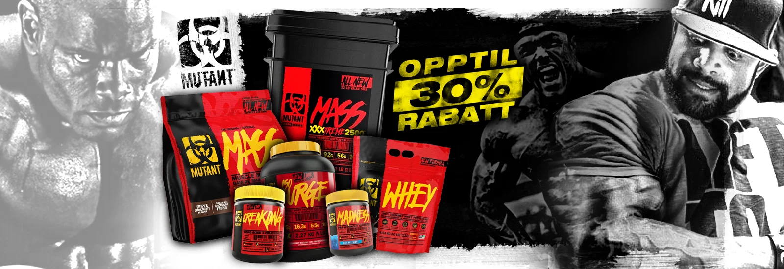 Kjp Billig Mutant Mass hos extremefitness.no. Tilbud p Whey Protein, Mutant Madness Pre Workout, Creakong. Mass Extreme 2500, Test i Norge